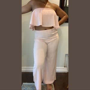 Pink and white strip Two Piece Pant set